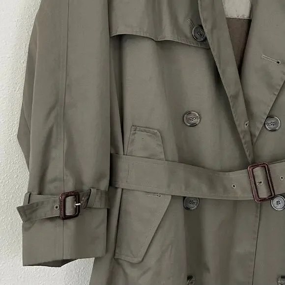 Vintage Perusal double Breasted Trench Coat zip Out wool Liner outdoor prep 44S - Picture 5 of 14